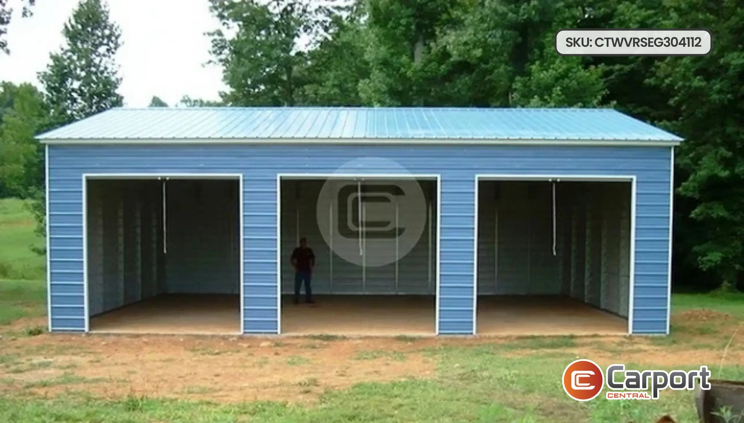 30'x40' Three Car Side Entry Garage