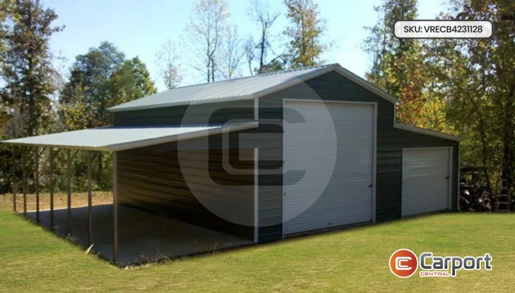 42'x30' Vertical Roof Enclosed Raised Center Barn