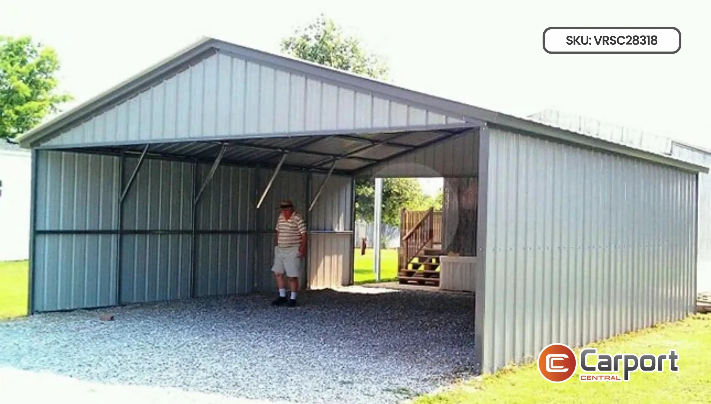 28'x30' Three Car Enclosed Carport