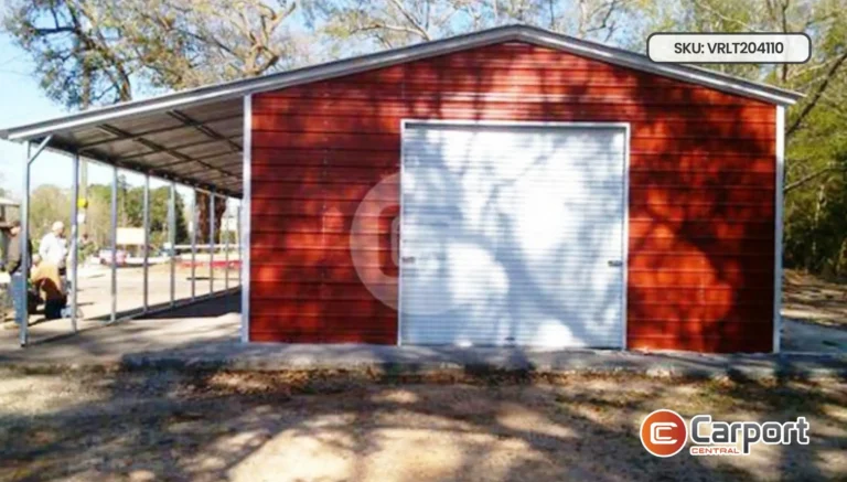20’x40′ Two Car Enclosed Garage with Lean-to