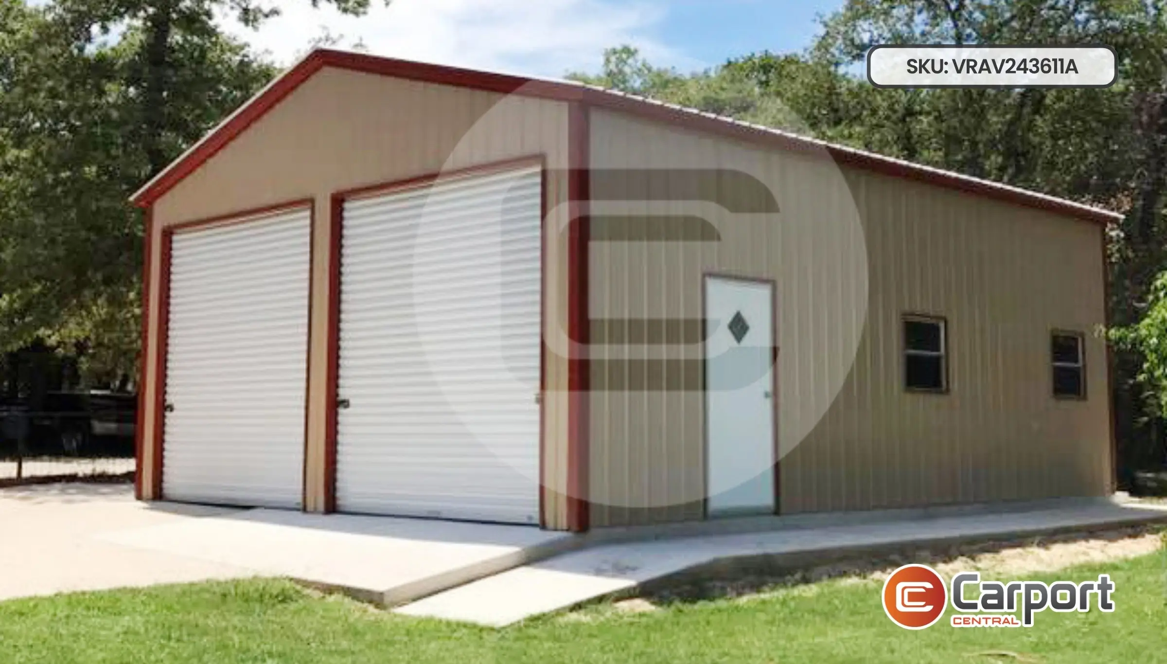24'x36' – 2 Car Metal Garage