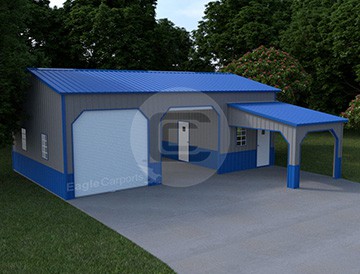 22x36-Side-Entry-Metal-Garage-with-Lean-to - Carport Central