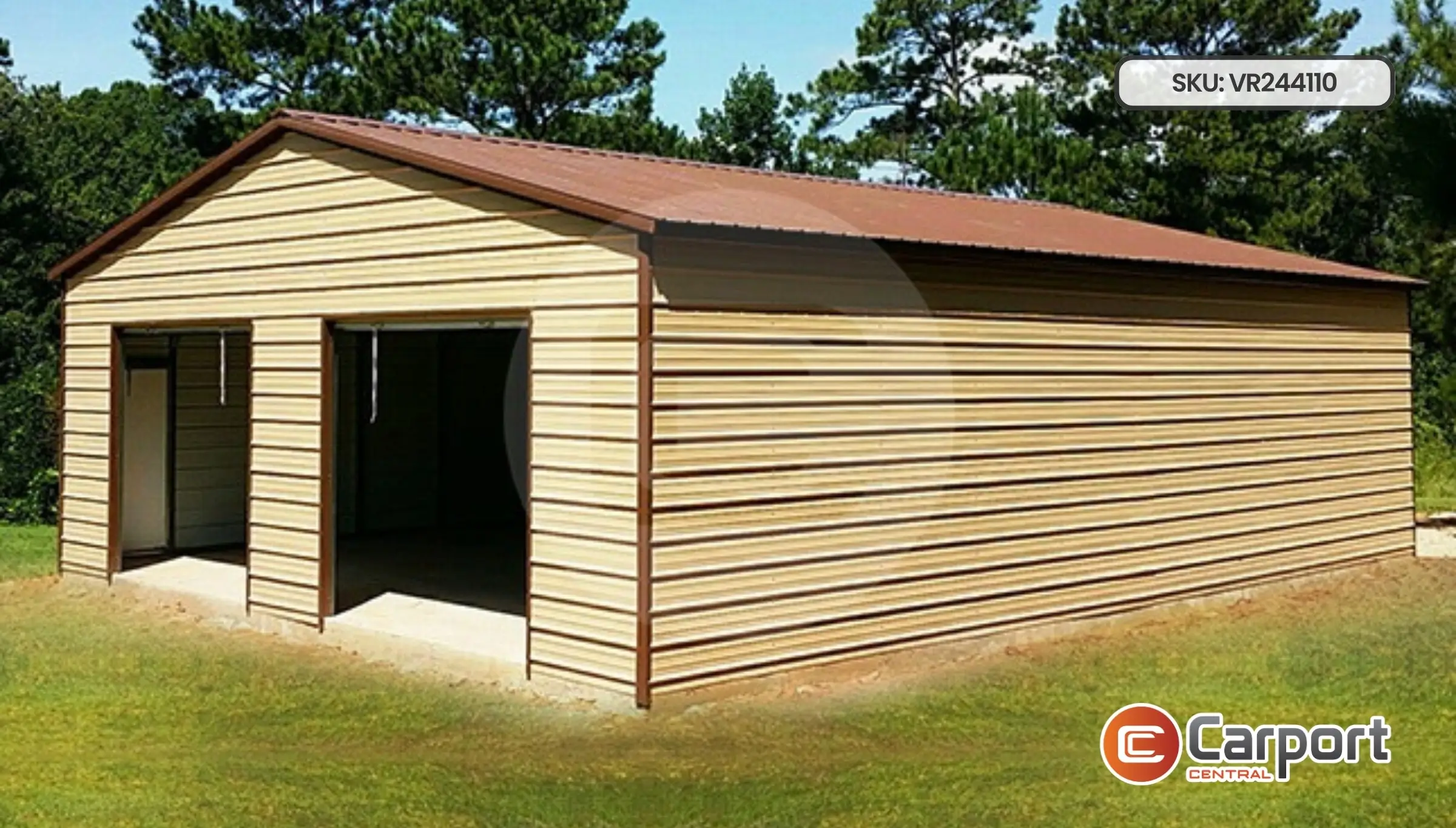 24'x40' Two Car Steel Garage