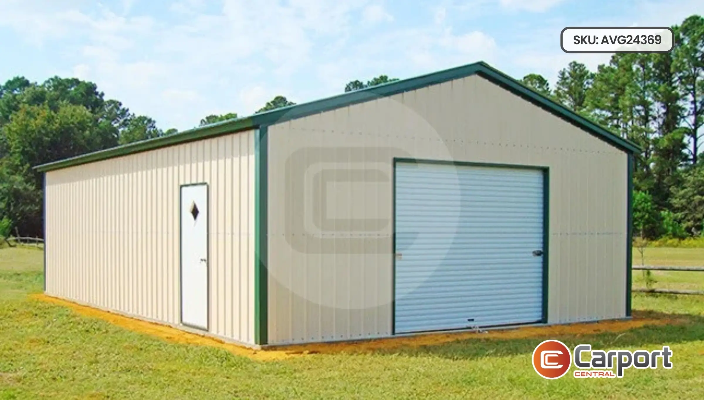 24'x36' Two Car Detached Metal Garage