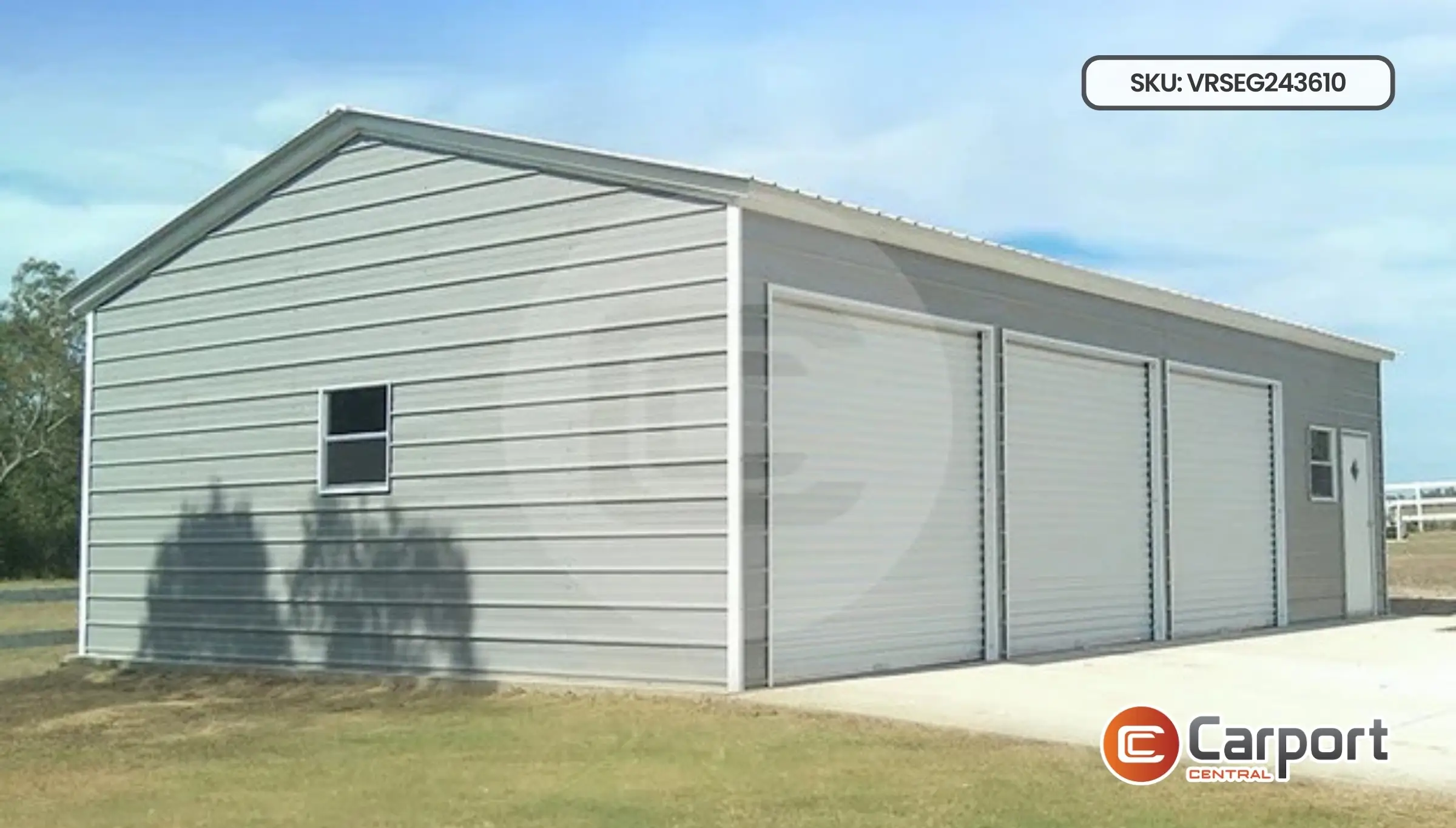 24'x36' Three Car Side Parking Garage