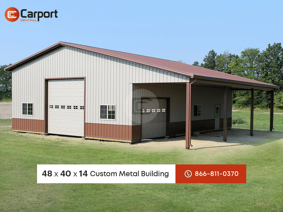48x40 Lean-to Garage Building – Metal Building of the Week