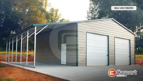 38’x25′ Metal Shop with Lean-to