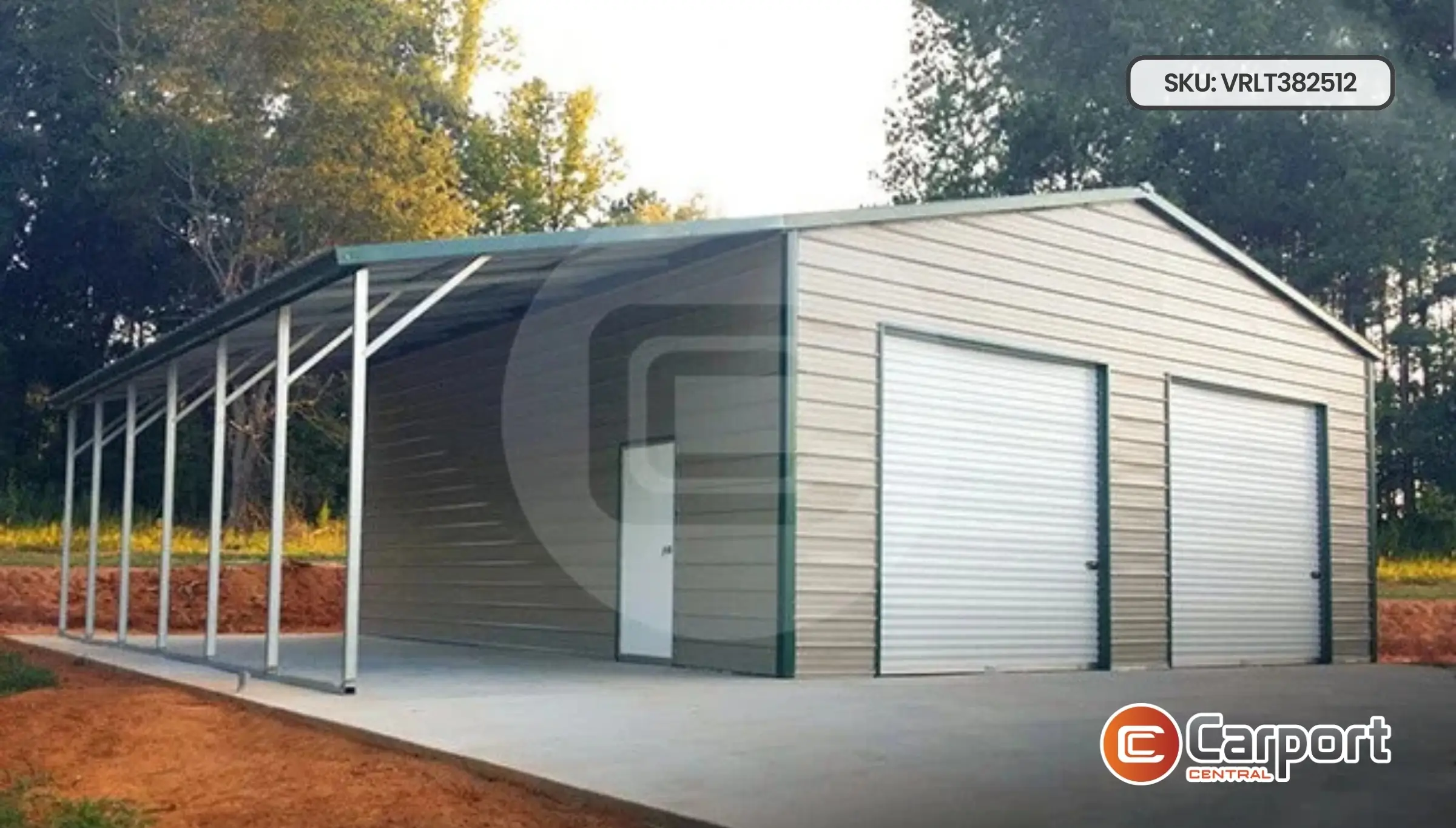 38'x25' Metal Shop with Lean-to