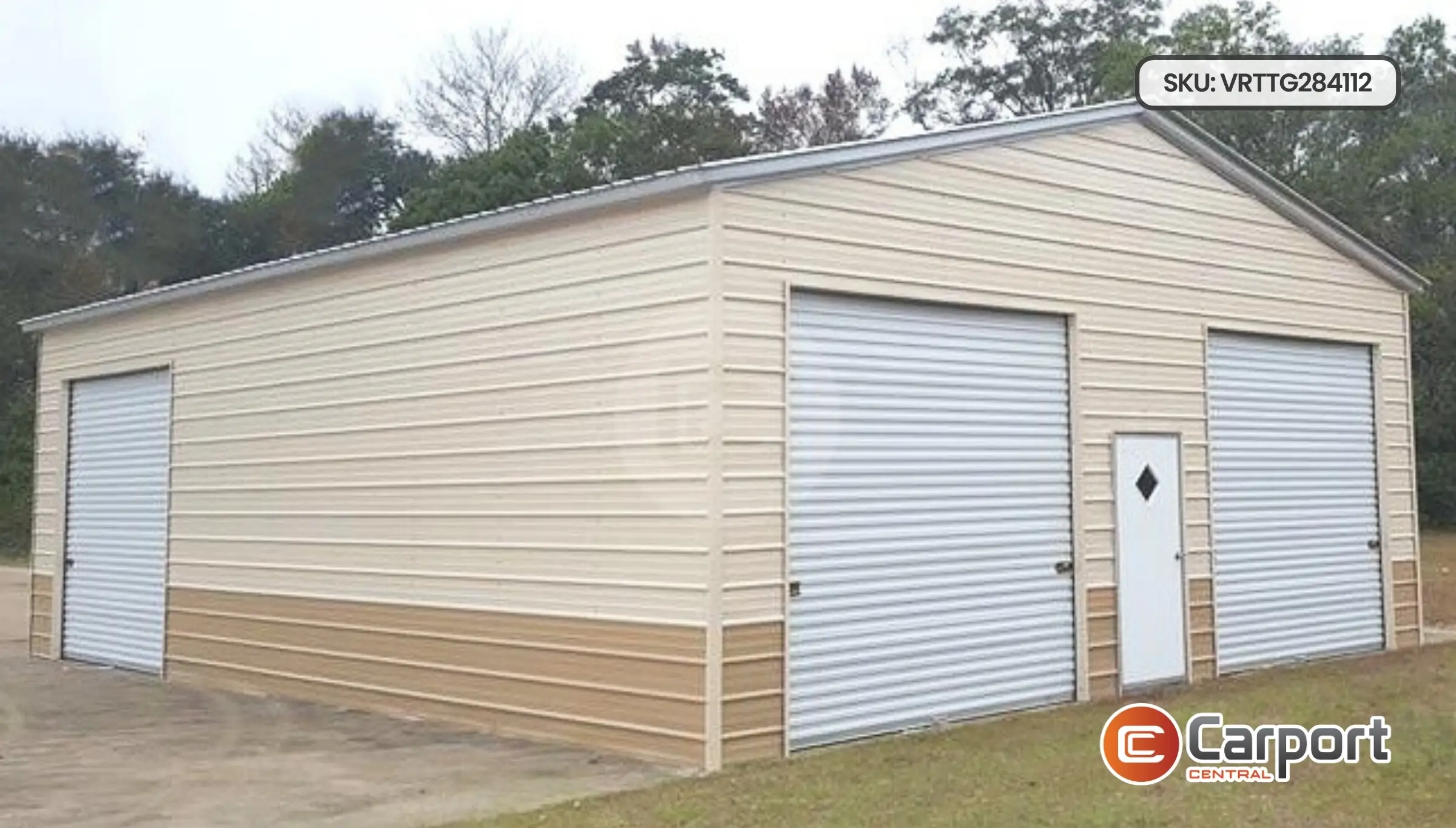 28'x40' Two-Tone Metal Garage