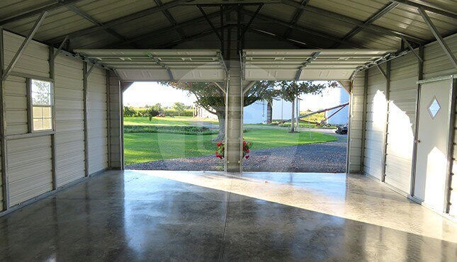 22x30-two-car garage-interior-view-with-opened-doors