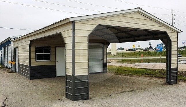 2 Car Metal Garages with Carport