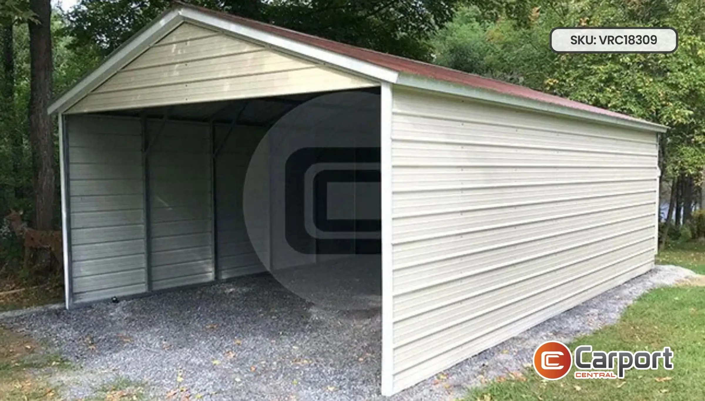 18'x30' Three-Sided Two Car Carport