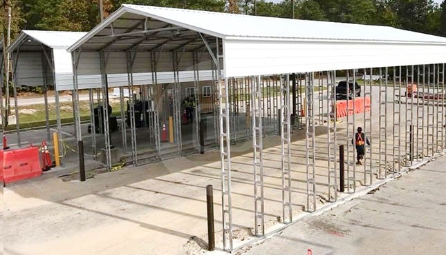 40x76 Vertical Roof RV Carport
