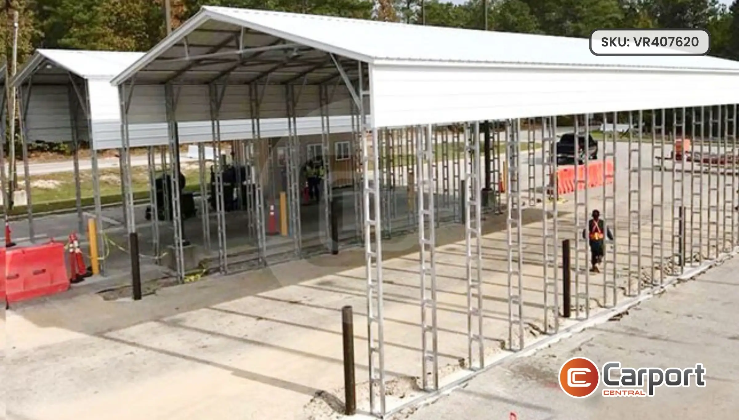 40'x75' Vertical Roof RV Carport