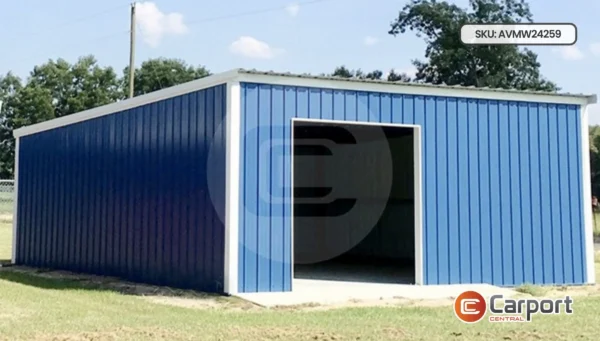 24’x25′ Single Slope Metal Workshop