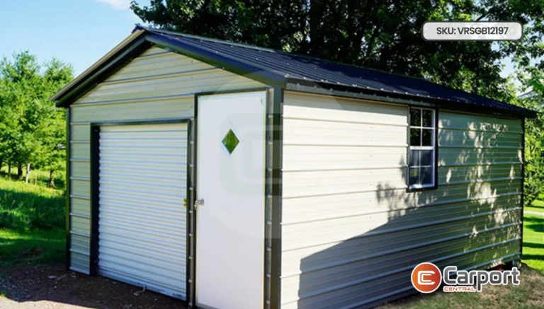 12’x19′ One Car Steel Garage