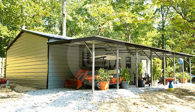 36x36 Lean-to Garage Building