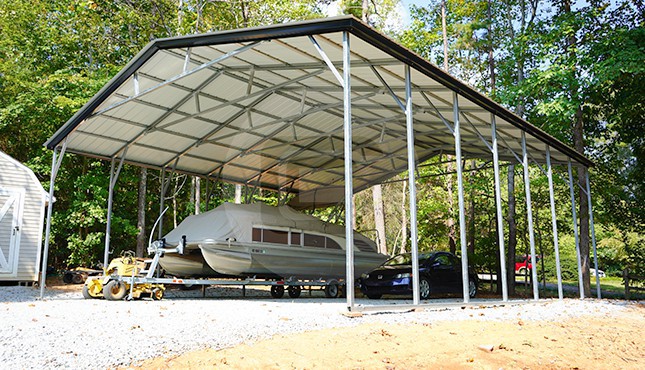 30x36 Vertical Roof Metal Boat Carport