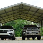 22x26 two car metal carport front