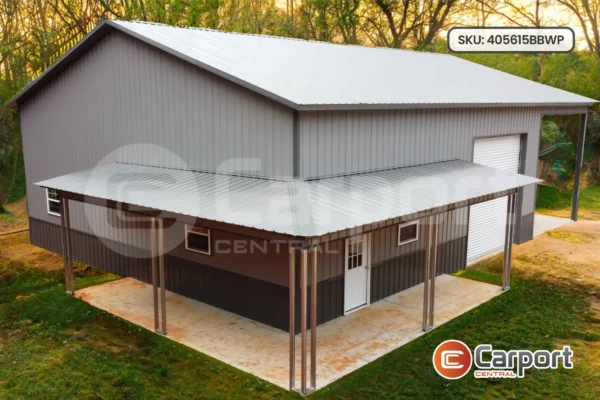 40’x56′ Metal Building with Wraparound Porch