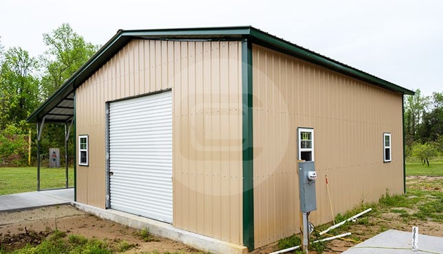 24x31 Metal Garage with 12x31 Lean-To