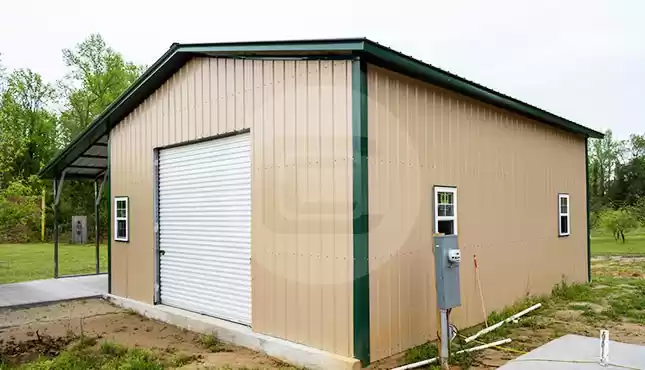 24×31 Metal Garage with 12×31 Lean-To