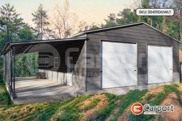 30’x40′ Double Garage with 12’x40′ Lean-To