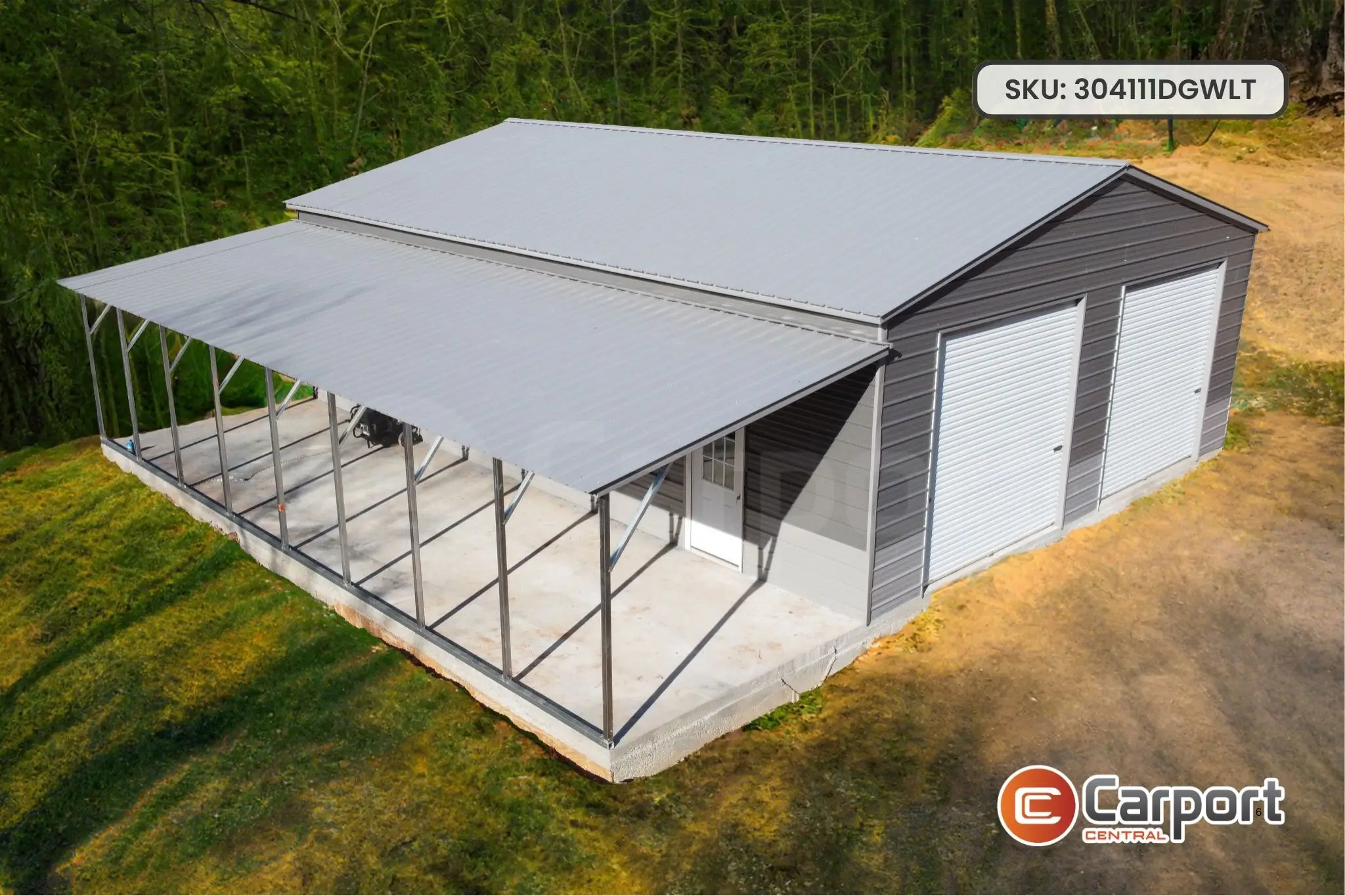 30'x40' Double Garage with 12'x40' Lean-To - 304111DGWLT-2