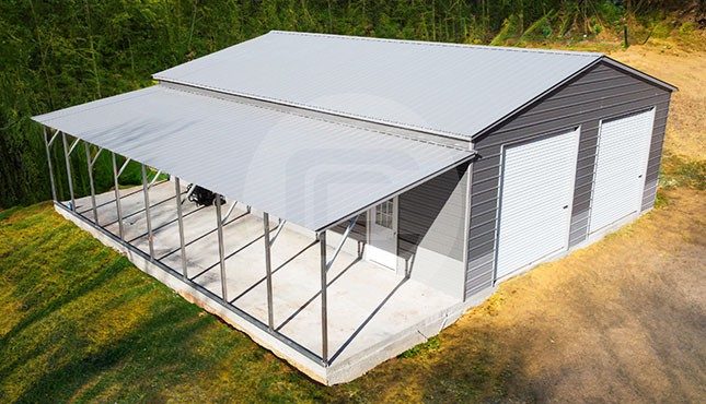 30x41x11 Double Garage with 12x41x8 Lean-To