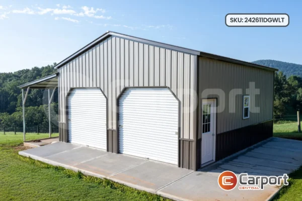 24’x26′ Double Garage with Lean-To