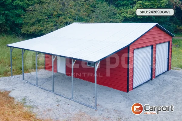 24’x26′ Double Garage with Lean-to