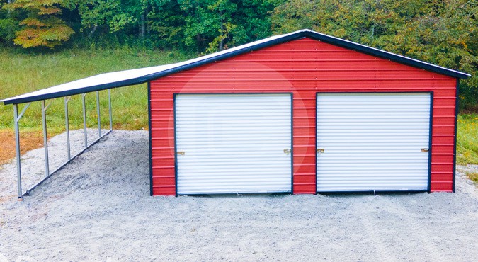 24×26 Double Garage with Lean-to