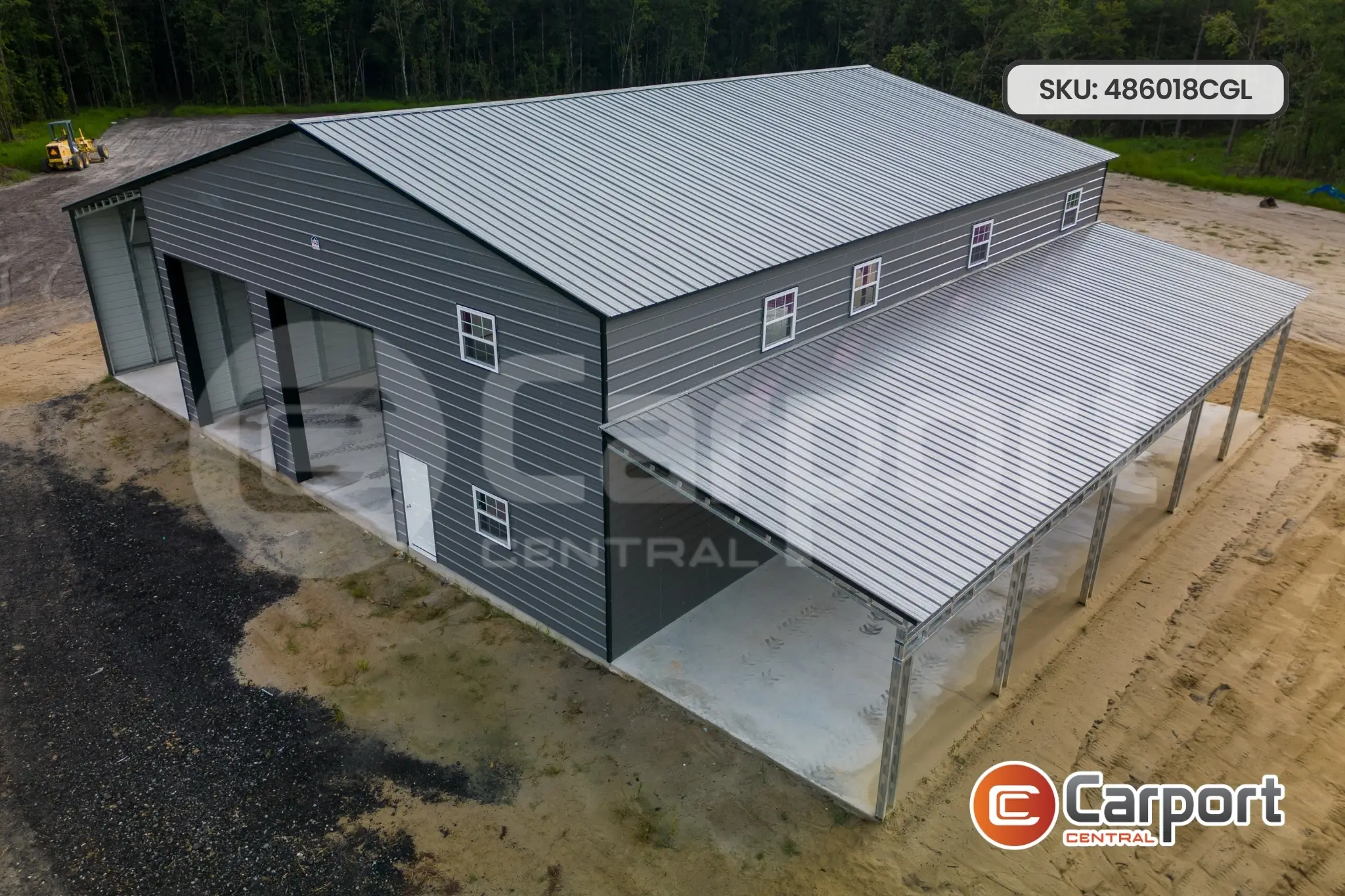 48'x60' Commercial Garage with Lean-to