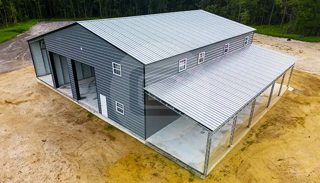 48x60x18 Commercial Garage with Lean-to