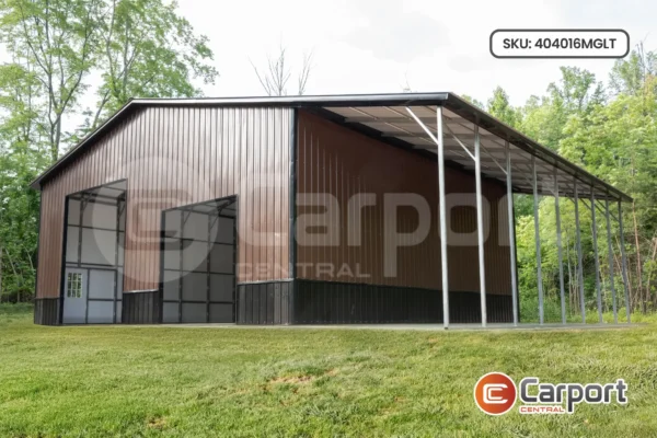 40’ x 40’ x 16’ Metal Garage with Lean-To