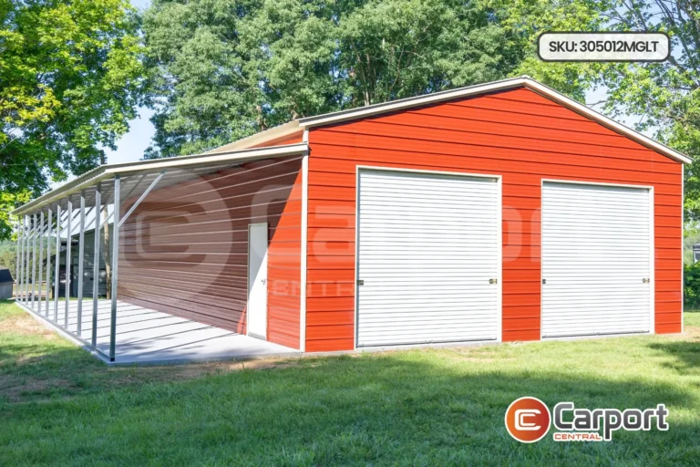 30’ x 50’ x 12’ Metal Garage w/ Lean-To