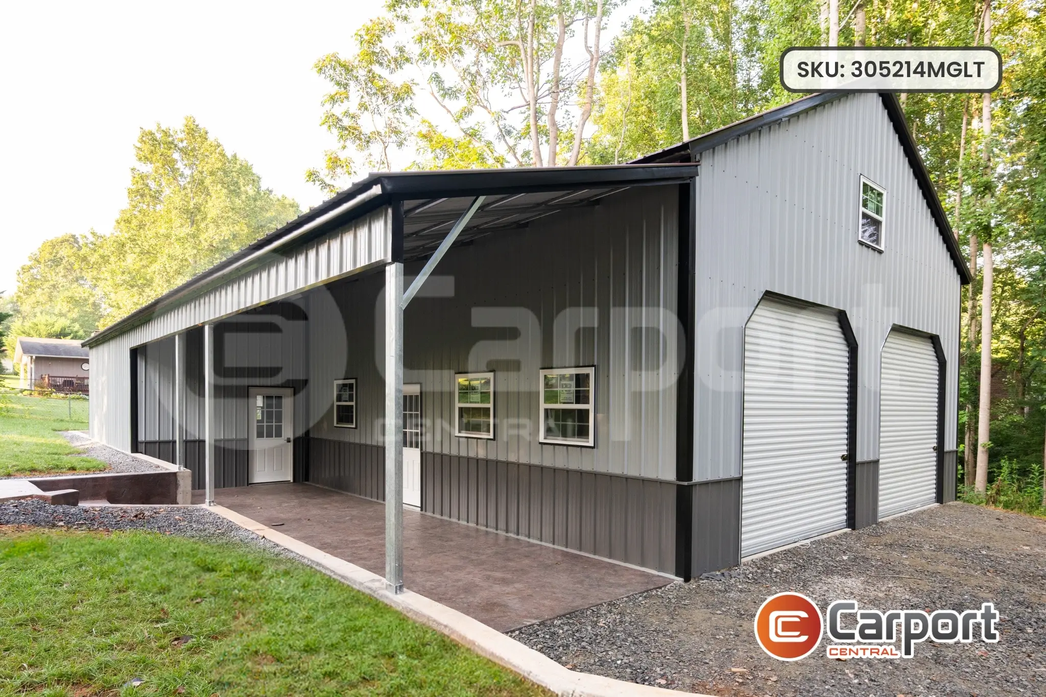 30’ x 52’ x 14’ Metal Garage w/ Lean To