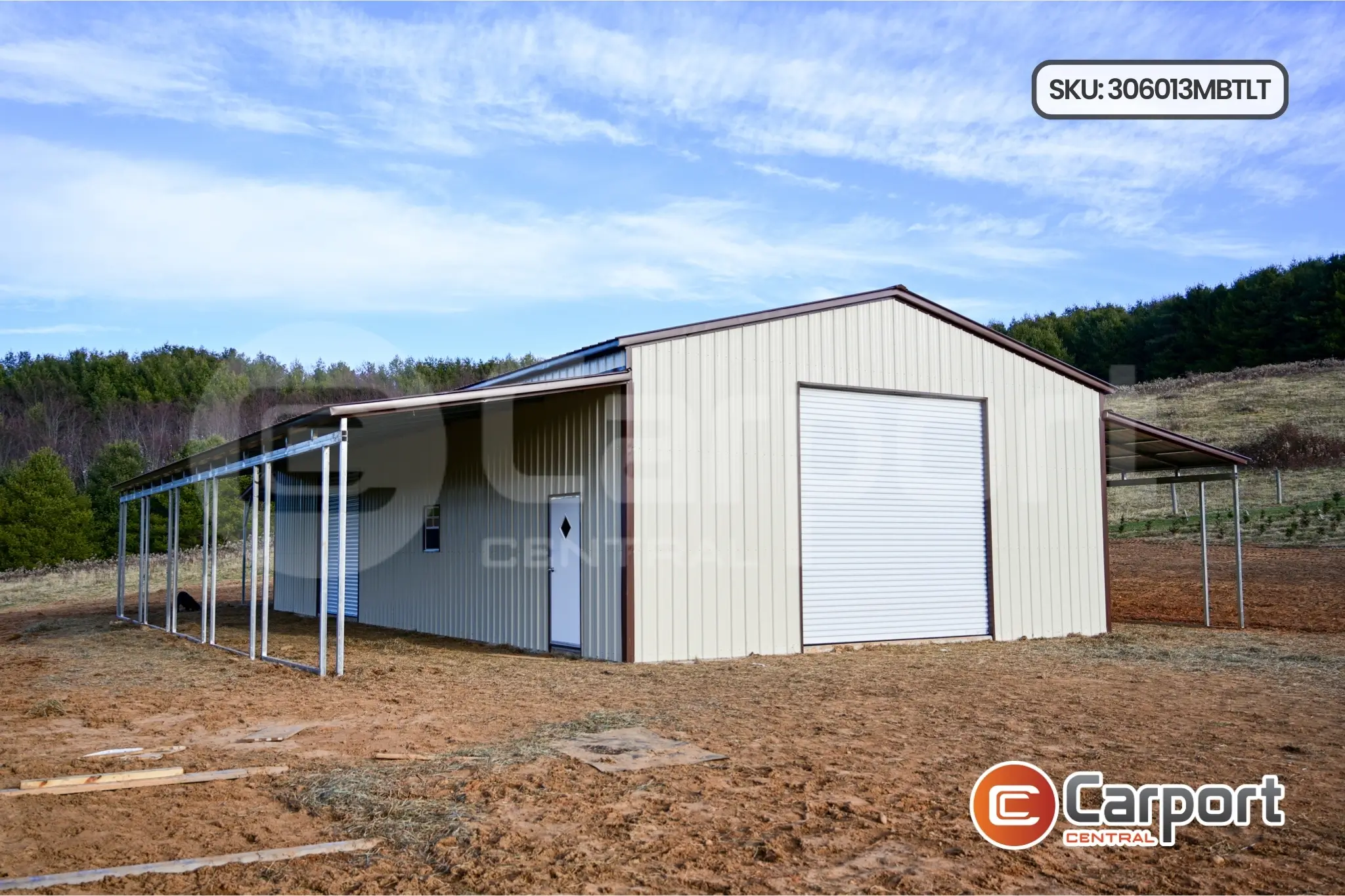 30’ x 60’ x 13’ Metal Building w/ Triple Lean Tos