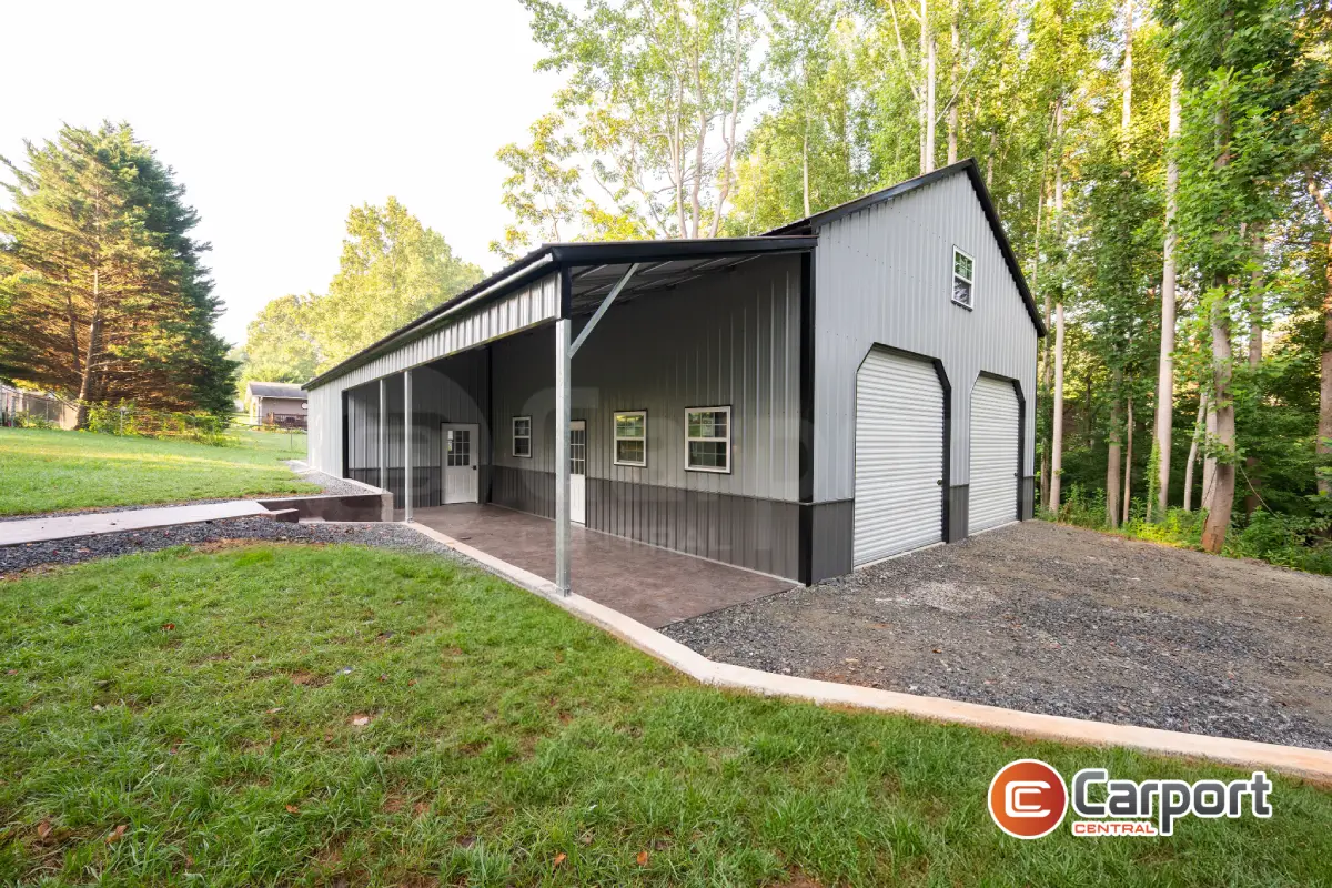 30’ x 52’ x 14’ Metal Garage w/ Lean To