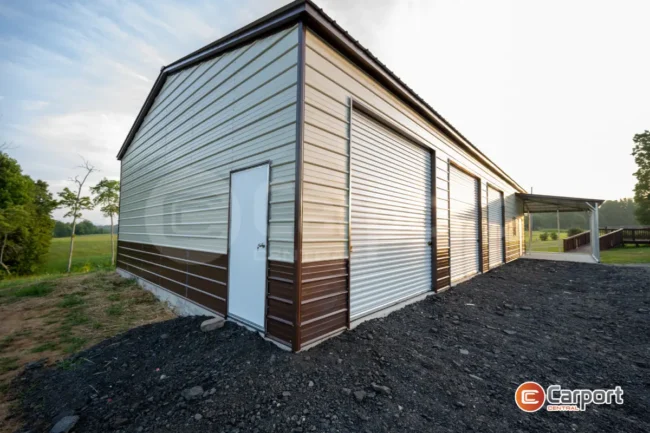 30’ x 60’ x 12’ Triple Wide Garage w/ Dual Lean-Tos