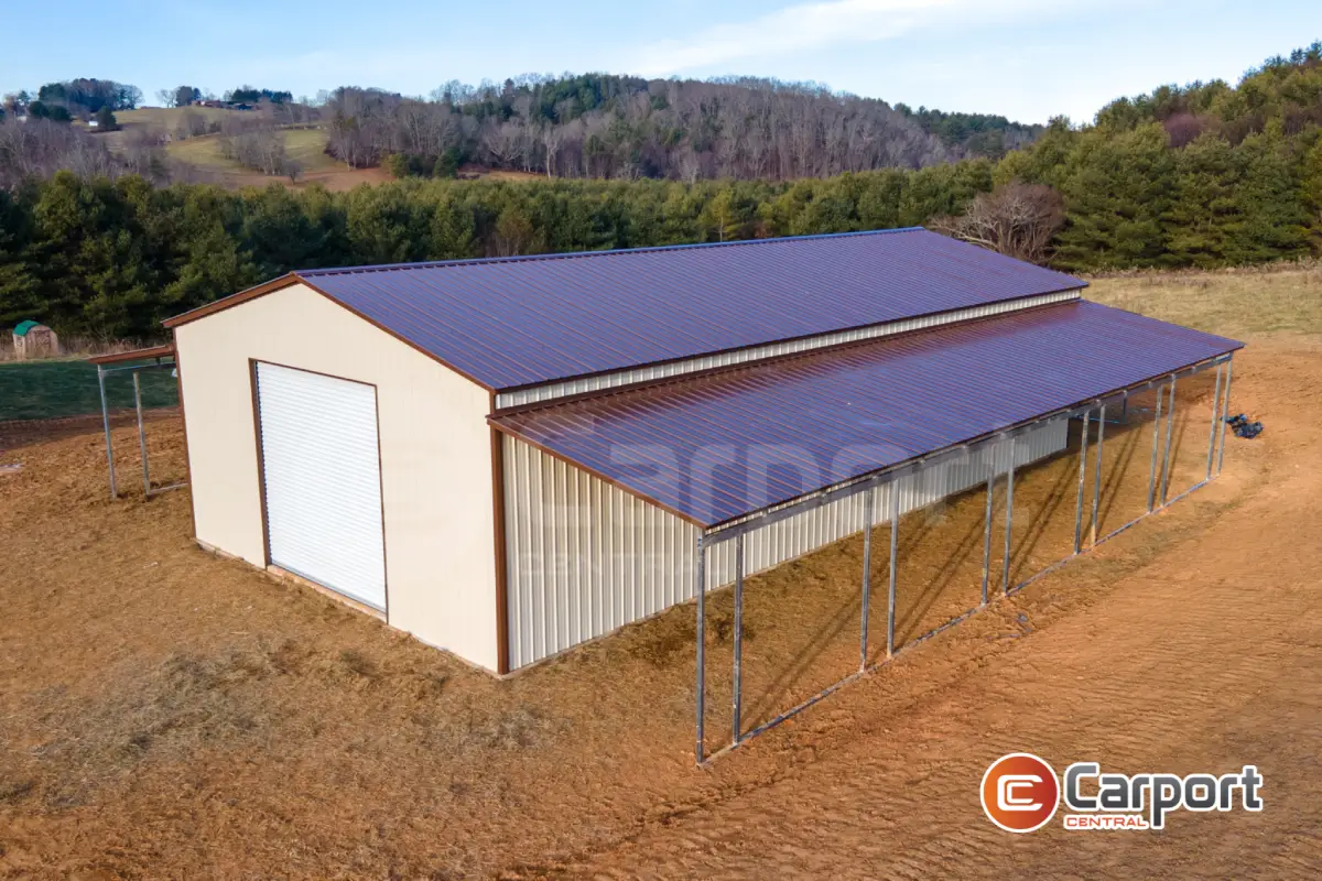 30’ x 60’ x 13’ Metal Building w/ Triple Lean Tos
