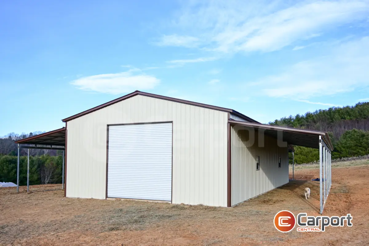30’ x 60’ x 13’ Metal Building w/ Triple Lean Tos
