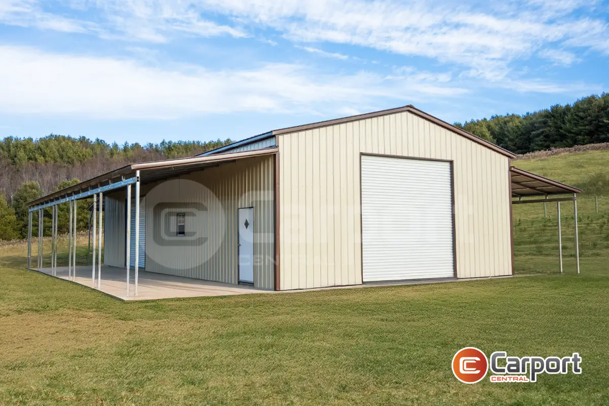30’ x 60’ x 13’ Metal Building w/ Triple Lean Tos